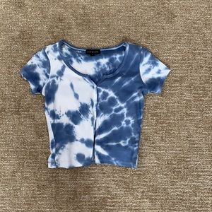 Social Scene button-down tie dye crop top